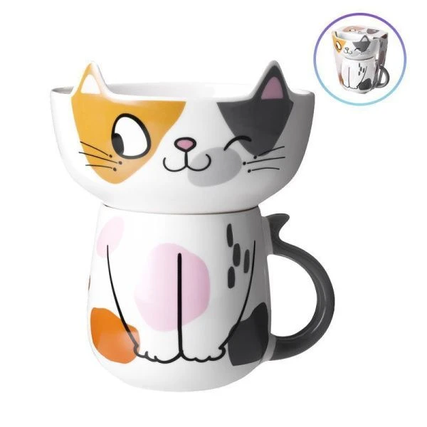 Набор для завтрака 2пр (салатник 500мл, кружка 450мл) фарфор Cat (16)