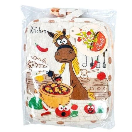 Прихватка набор 2пр 95%хлопок/5%полиэстер 19*16см Лошадиные истории PG-428