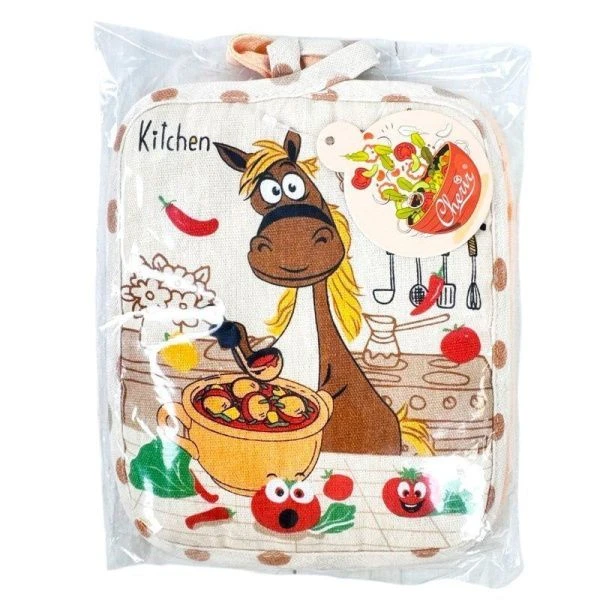 Прихватка набор 2пр 95%хлопок/5%полиэстер 19*16см Лошадиные истории PG-428