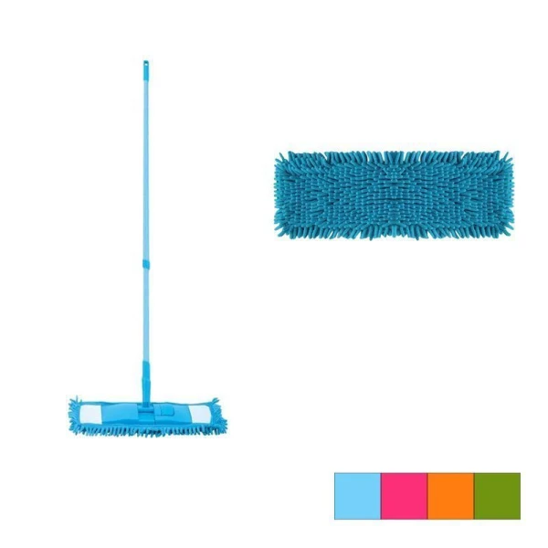 Швабра с пл. насадкой металл/пластик 40(+/-5)см мфб ЭКОНОМ (ЛАПША) телеск.ручка 120см JC-7570 (60)