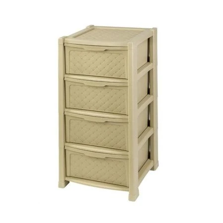 Комод 4-х секционный 39*39*82,5см пластик ВИОЛА крем/бежевый