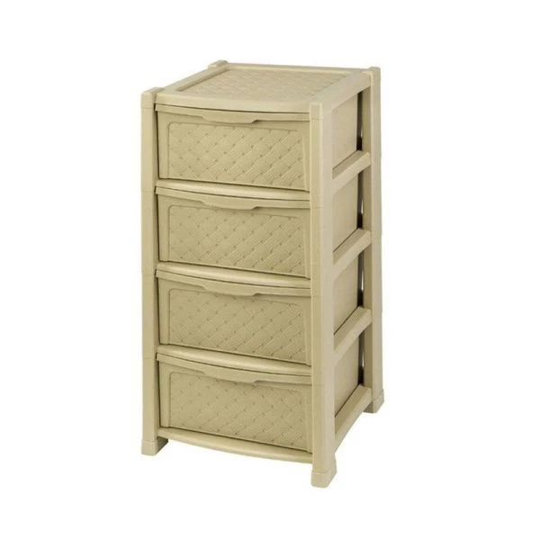 Комод 4-х секционный 39*39*82,5см пластик ВИОЛА крем/бежевый