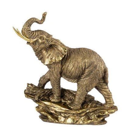 Фигурка Слон на камне полистоун 34*28см бронза с позолотой