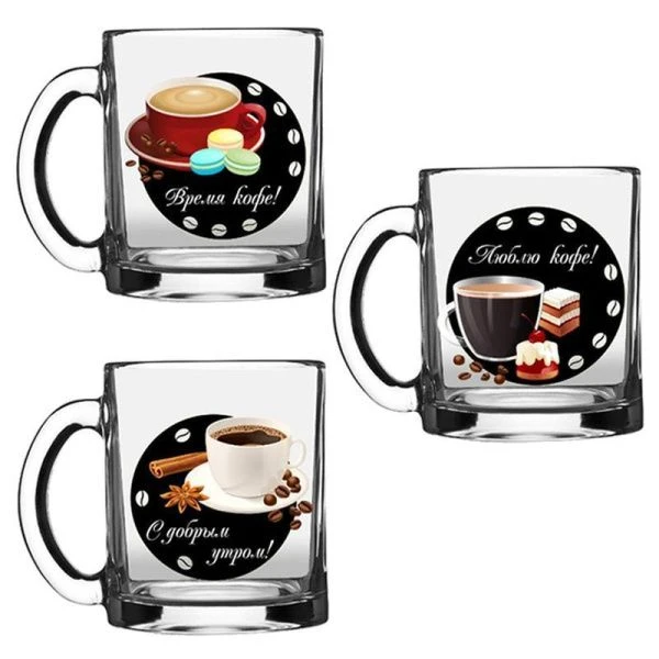 Кружка 320мл стекло КОФЕ ПАУЗА 04с1208  (24)