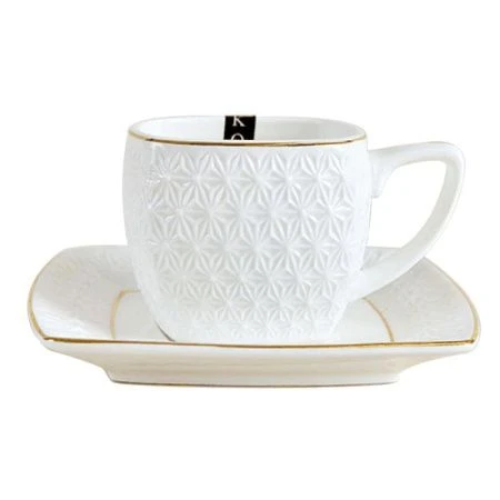 Кофейный набор 2пр керамика СНЕЖНАЯ КОРОЛЕВА квадрат на 1 персону 200мл LQ508707-A (6/24)