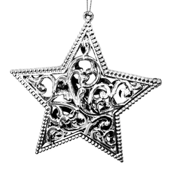 Игрушка новогодняя на елку ЗВЕЗДА 12*12см серебро LF-7566S/JC-16271 (720)