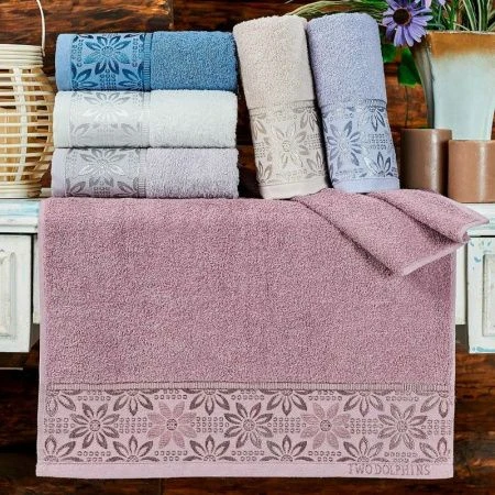 Полотенце махровое 50*85см жаккард TWO DOLPHINS KALUGA 400гр A152 (6)