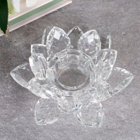 Подсвечник 10см стекло ЛОТОС прозрачный GT792 (60)