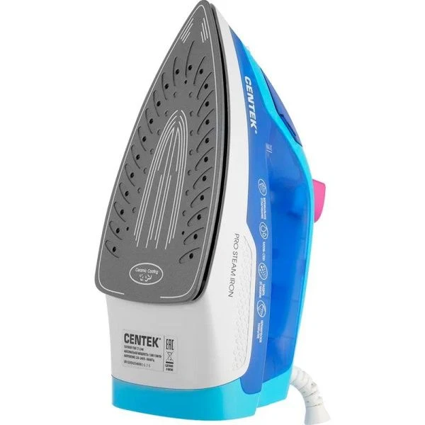 Утюг 1800Вт Centek CT-2348 синий/фиолет, КЕРАМИЧЕСКАЯ подошва, паровой удар, самоочистка, 200мл