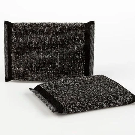 Губки абразивные со стальной нитью 12,5*9*1,5 см, чёрные, 2 шт/уп, PATERRA (48)