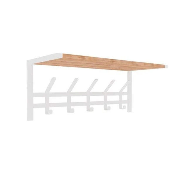 Вешалка настенная с полкой металл Торонто 21Д белая, полка ЛДСП 67*27*27см (1)