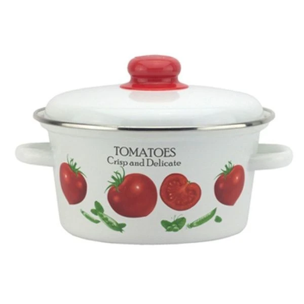 Кастрюля 3,5л эмаль ТОМАТЫ белая коническая 01-1813/4 (4)