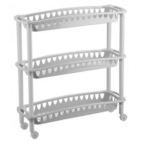 Этажерка 3 секции 590*180*610мм пластик ДЖУЛИЯ серый/св.серый узкая (5)