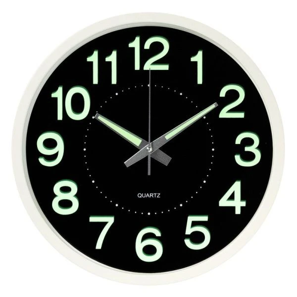 Часы настенные 30см пластик РУБИН Светящиеся белый (10)