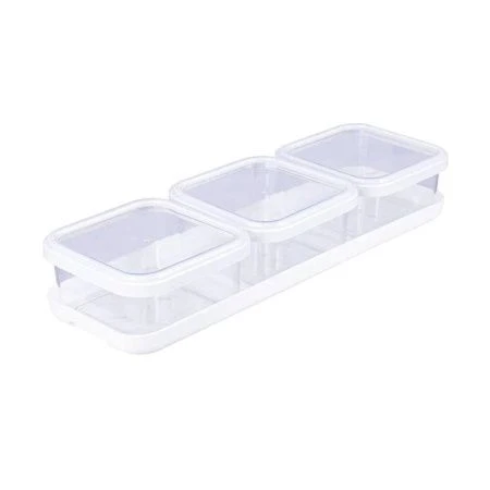 Набор емкостей для сыпучих 3шт 400мл 34*11,5*6,5см пластик Cubbo Scandi на подставке белый (16)