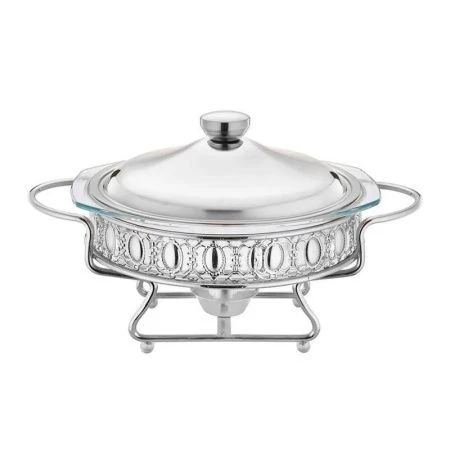 Мармит 2л стекло Silver круглый с мет.крышкой на мет.подставке 1 свеча HT95213 (8)