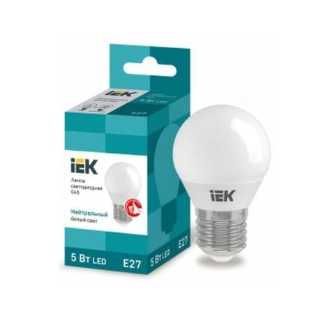Лампа светодиодная стекло ECO G45 шар 5Вт 230В 4000К E27 IEK