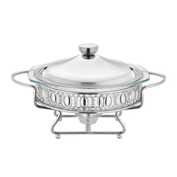 Мармит 2л стекло Silver круглый с мет.крышкой на мет.подставке 1 свеча HT95213 (8)