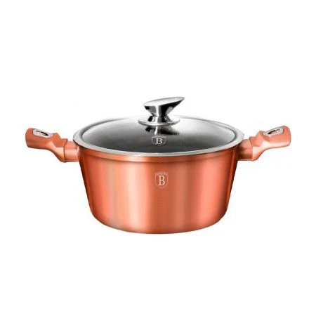 Кастрюля 7,5л кованый алюминий АП с стекл.крышкой 30см Rosegold Line (6)