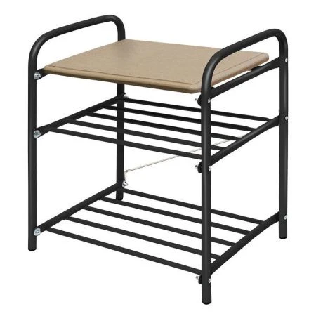 Полка для обуви 2 секции 500*330*450мм металл сиденье МДФ черная Б2 (1)