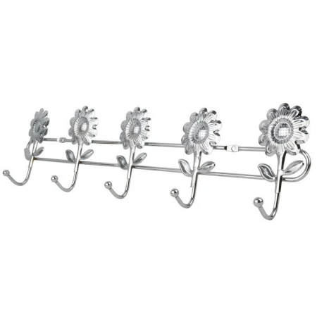 яяяВешалка 5 крючков Цветочки хром/золото 39х9,5х5,5см НР08-138/JC-9215 (96)