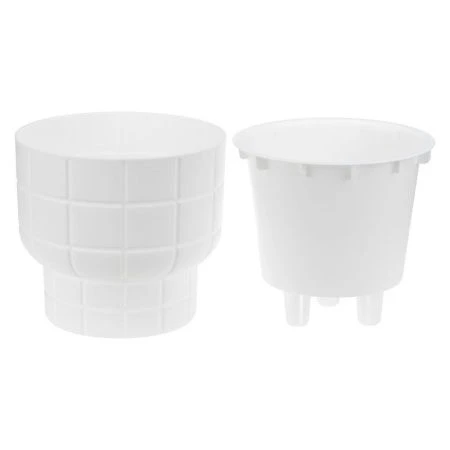 Кашпо 1л 150мм пластик КАРЕ со вставкой белый (16)