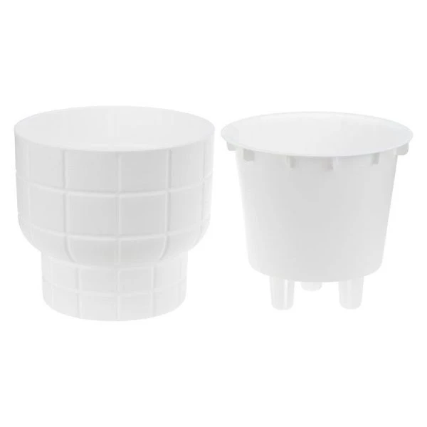 Кашпо 3,7л 220мм пластик КАРЕ со вставкой белый (9)