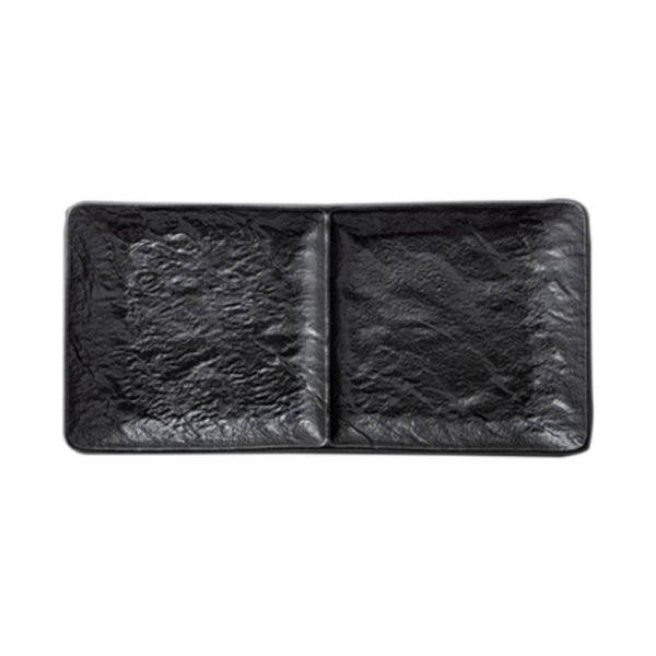Блюдо 2 секции 27*13см фарфор Slatestone черный прямоугольное WL-661135/A (3/24)