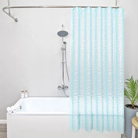 Штора для ванной 180*180 PEVA Кристалл Пузыри голубая (16)