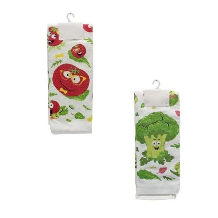 Полотенца кухонные набор 2шт 40*65см махровые БРОКОЛЛИ, ТОМАТ 4213200