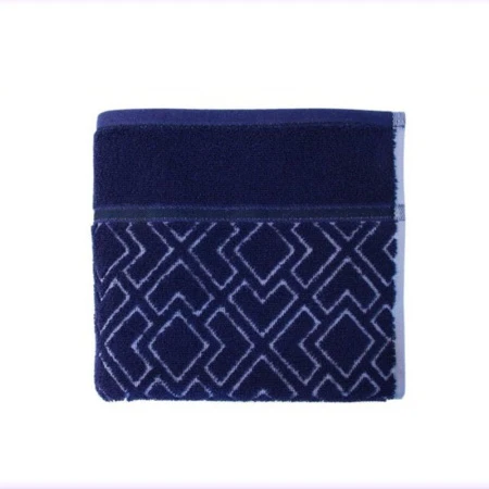 Полотенце махровое 50*90см жаккард пестротканное с бордюром Club синий