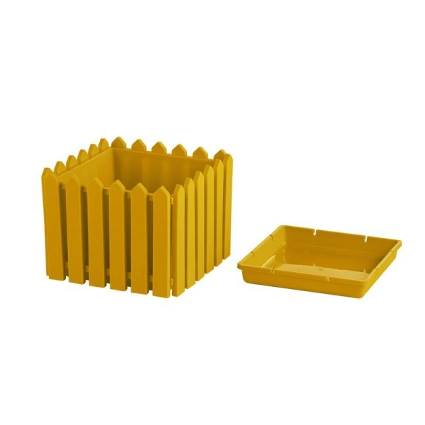 Кашпо 28,5*28,5*22,5см пластик ЛАРДО квадратное среднее желтое (4)