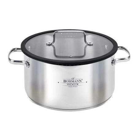 Кастрюля 9,2л нерж.сталь со сливом и стекл.крышкой BH-0830-28 капсульное дно (6)