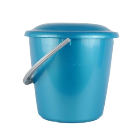 Ведро 10л пластик СОЛО бирюзовое перламутровое с крышкой С633КБИР (12)