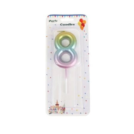 Свеча в торт парафин Цифра 8 градиент KL-5 (12/720)