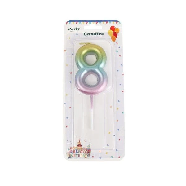 Свеча в торт парафин Цифра 8 градиент KL-5 (12/720)