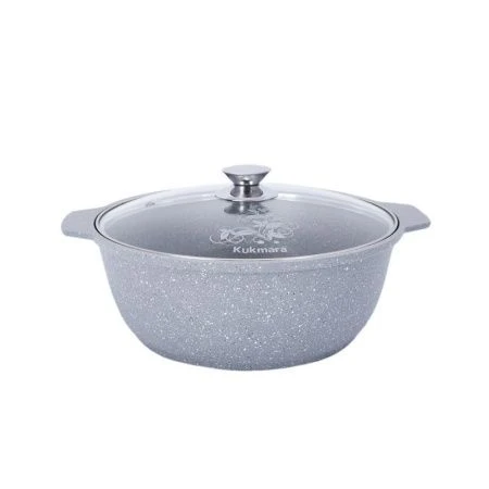 Жаровня 5л алюминий стекл.крышка АП светлый мрамор (3)