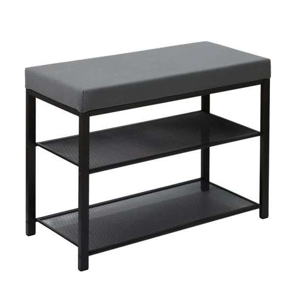 Полка для обуви 3 секции 67*30*49см металл ТОРОНТО 23S каркас графит сиденье ткань серая (1)