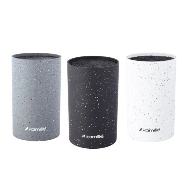 Подставка для ножей с наполнителем 18см пластик Мрамор (чёрный, серый, белый) (6)