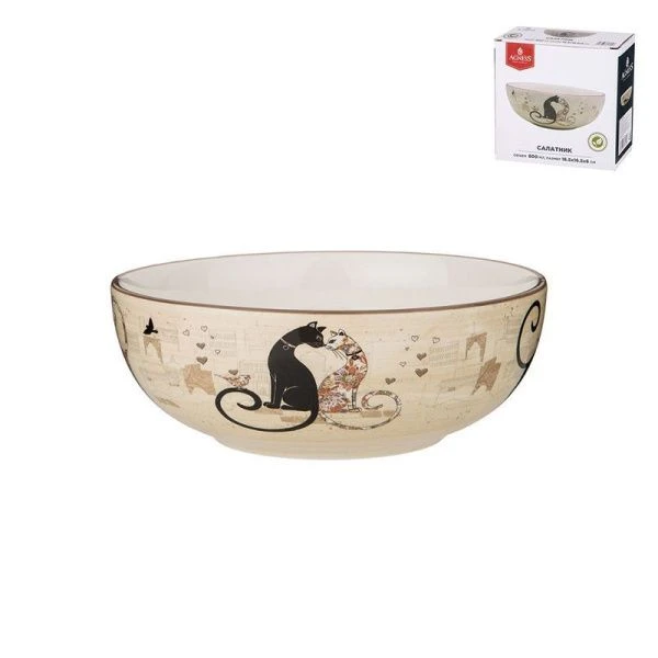 Салатник 800мл 16,5*6см керамика ПАРИЖСКИЕ КОТЫ (24)