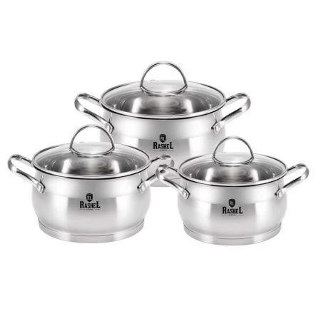 Набор кастрюль 6пр 2,1/2,8/3,8л нерж.сталь КАТРИН со стекл.крышками (4)