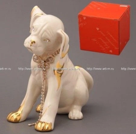 яяяФигурка Собака с цепочкой белая h=25см (6)