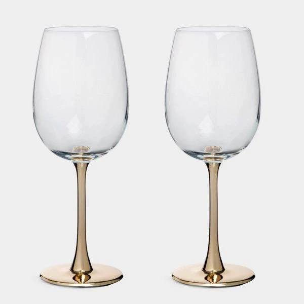 Бокалы для белого вина набор 2шт 430мл стекло Ravello золотая ножка ANLAF-EOTU06
