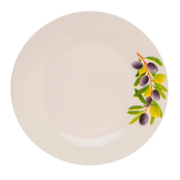 Тарелка мелкая 20см фарфор ОЛИВКИ круглая (12/72)