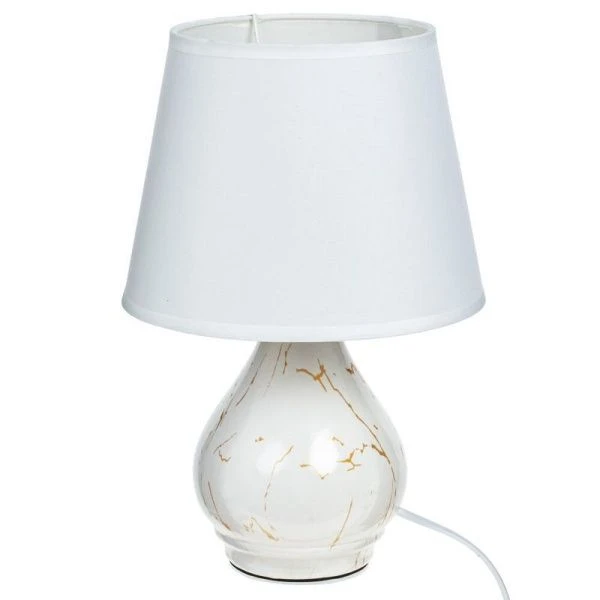 Лампа настольная с абажуром фарфор 20*20*30см Пляжный домик белый, Е14, шнур 1,1м (36)