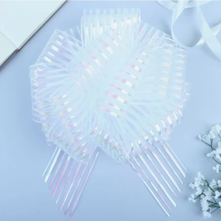 Бант-шар №10 органза с полосой белый Бант-шар №10 органза с полосой белый