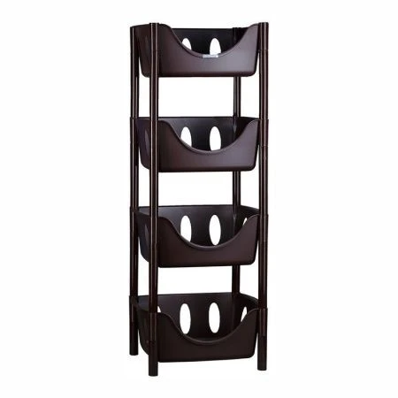 Этажерка прямая 4 секции 42,5*29,5*108,5см пластик ХОЗЯЮШКА шоколадный (4)