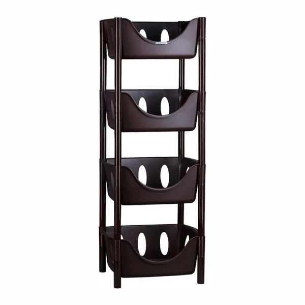 Этажерка прямая 4 секции 42,5*29,5*108,5см пластик ХОЗЯЮШКА шоколадный (4)