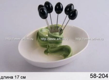 Набор для канапе фарфор (блюдо с 6 вилочками 19см) (12)