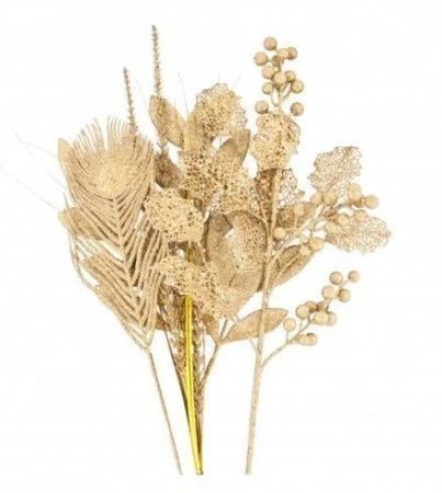 Украшение новогоднее Ветки ЗОЛОТОЙ (24)